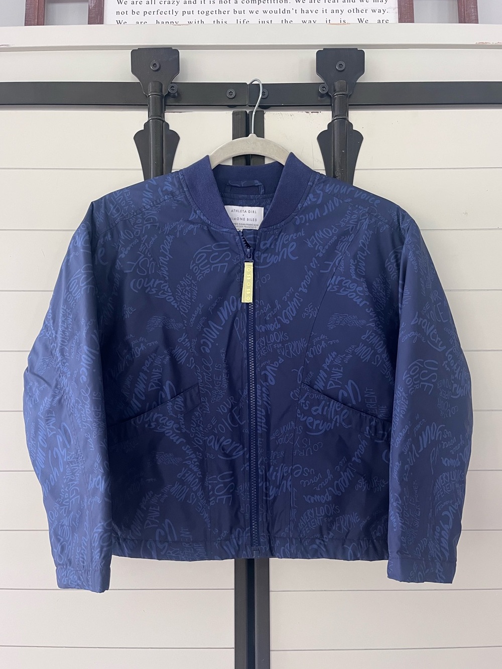 Simone Biles x Athleta Navy Zip Up Jacket - Medium 8-10 - Packable Lightweight